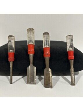Vintage Stanley Handyman Chisel Set of 4 Wood Carving Tools